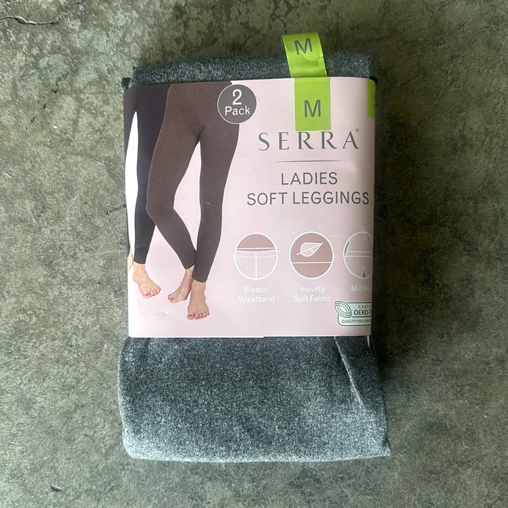 Two pack Serra ladies leggings.  ￼ one gray pair one black pair.